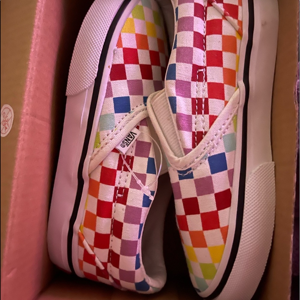 ❌Toddler Checkerboard Rainbow slip on❌